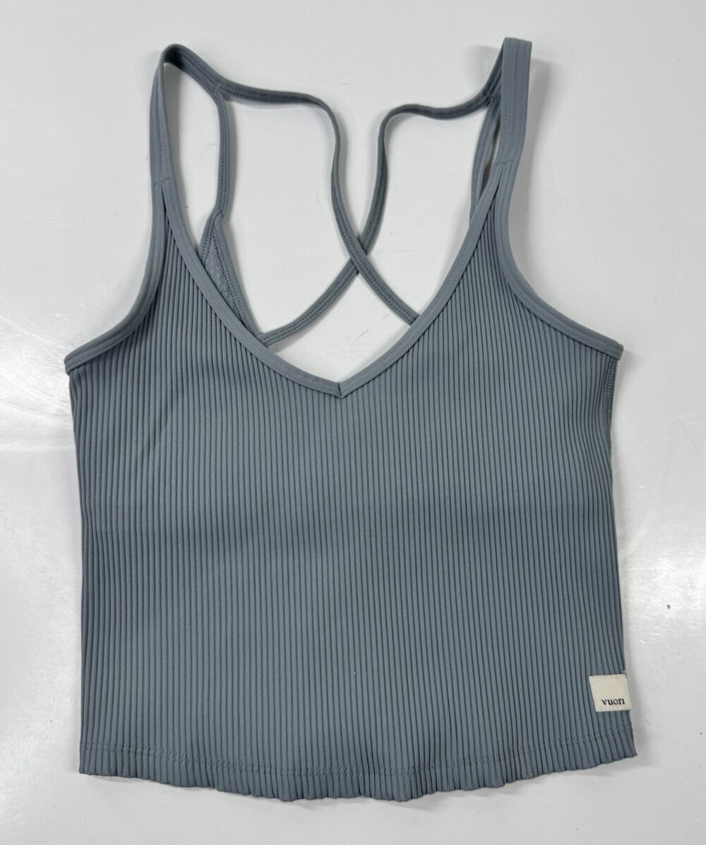 Vuori Rib Crop Tank Top VW189 Blue Womens Size XS